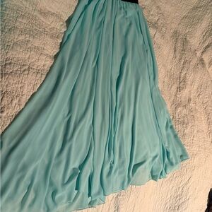 Elegant Aqua Chiffon Maxi Skirt